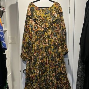 Loud bodies 5XL cotton vintage print long sleeve maxi dress